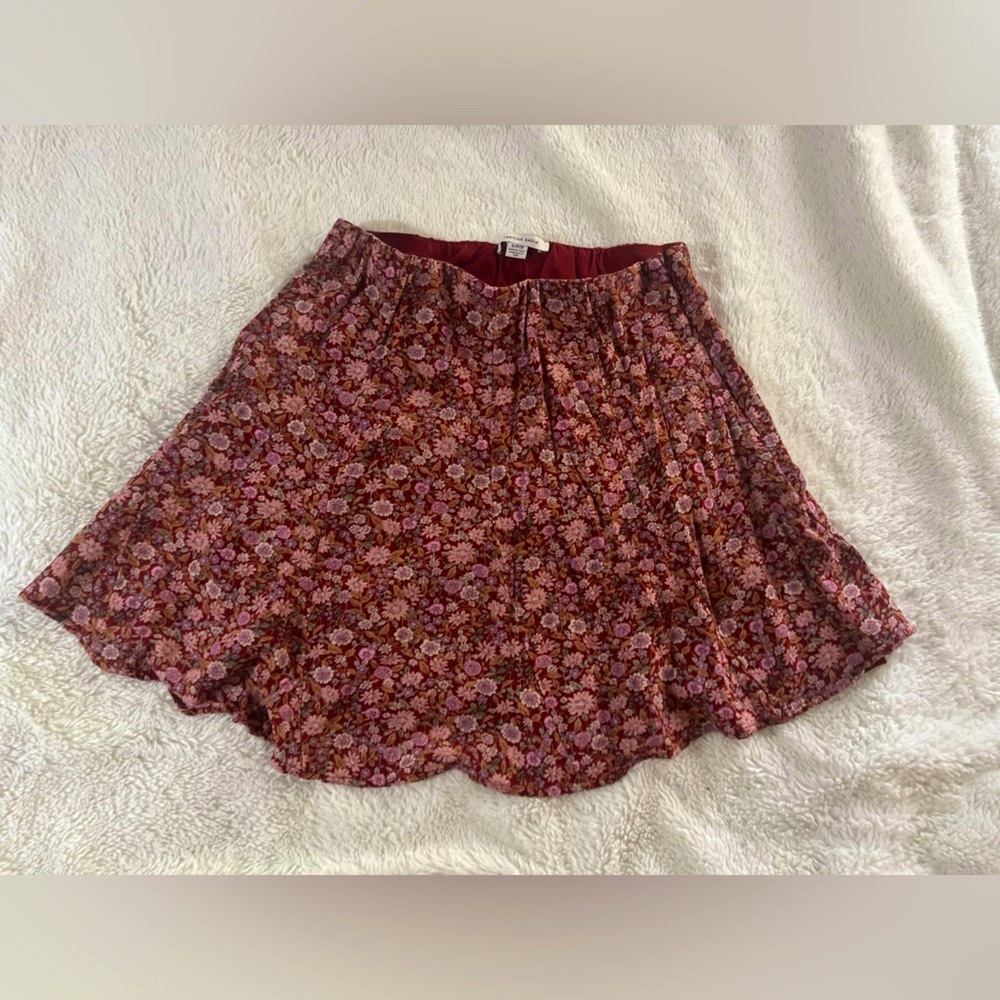 American Eagle Outfitters Floral Mini Skirt - Burgundy and Pink